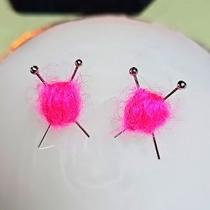 Yarn Ball Crochet Earrings